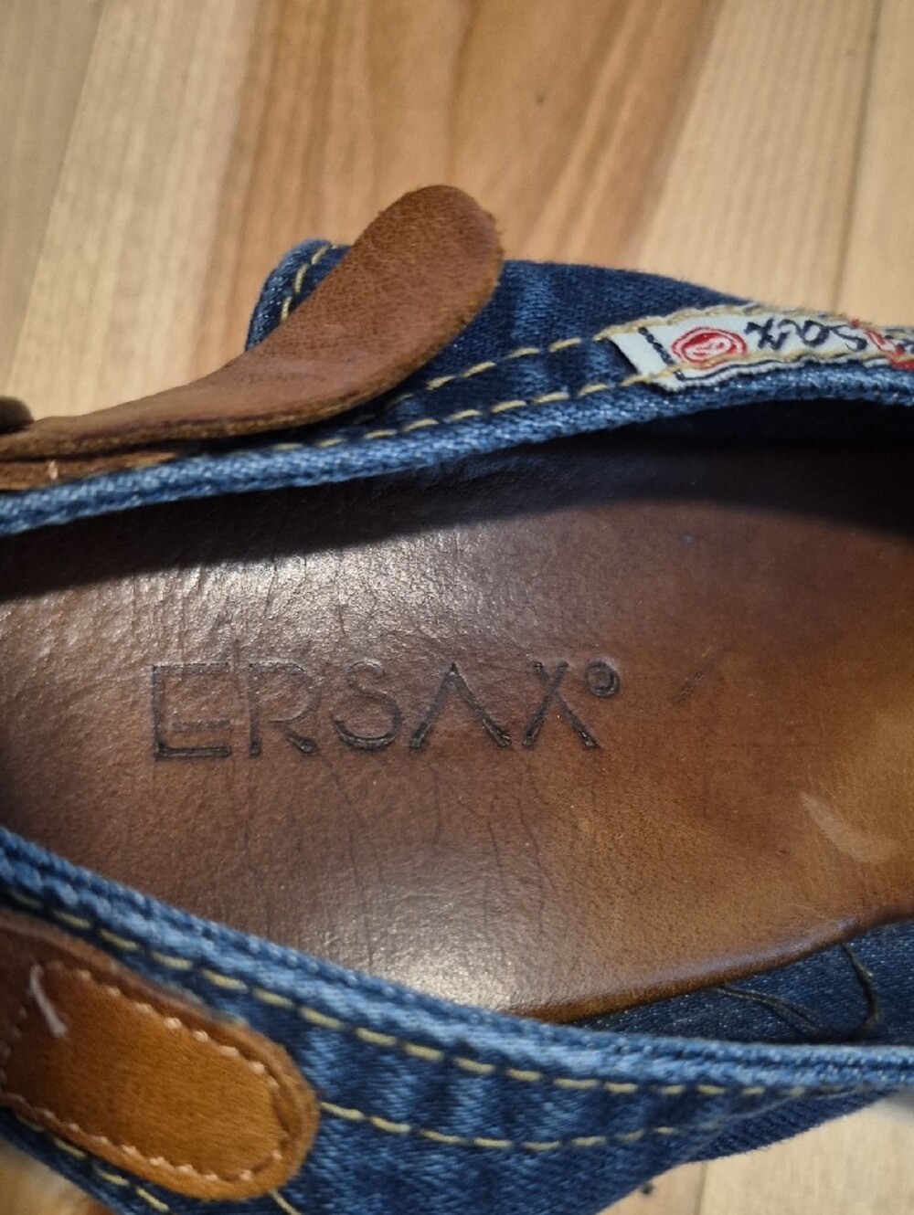 ERSAX Size 7.5 Us (38) Denim Open-Toe Slingback Heels - Blue - Picture 2 of 3